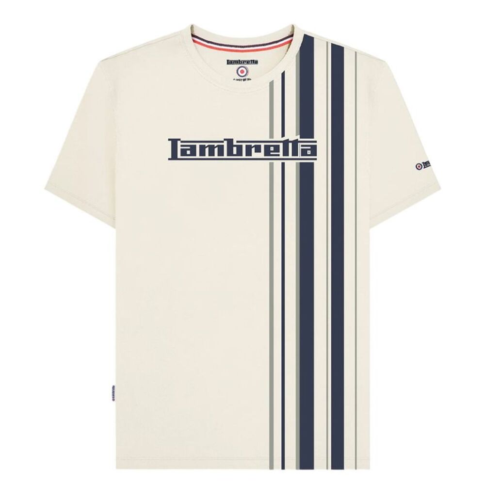 Lambretta Mens Racing Stripe T-Shirt / Silver/Navy
